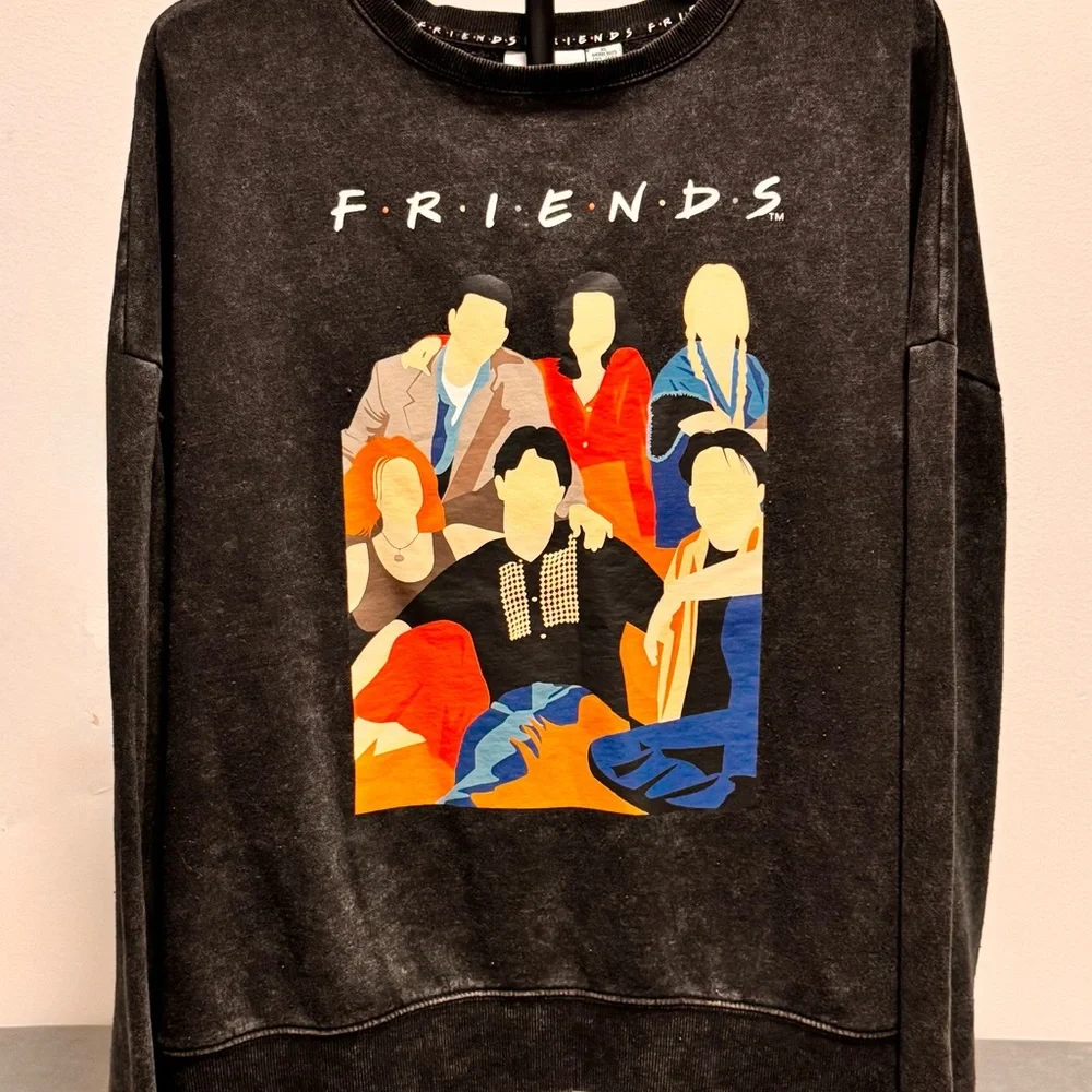 Friends TV Show Graphic Sweatshirt Black Oversized XL